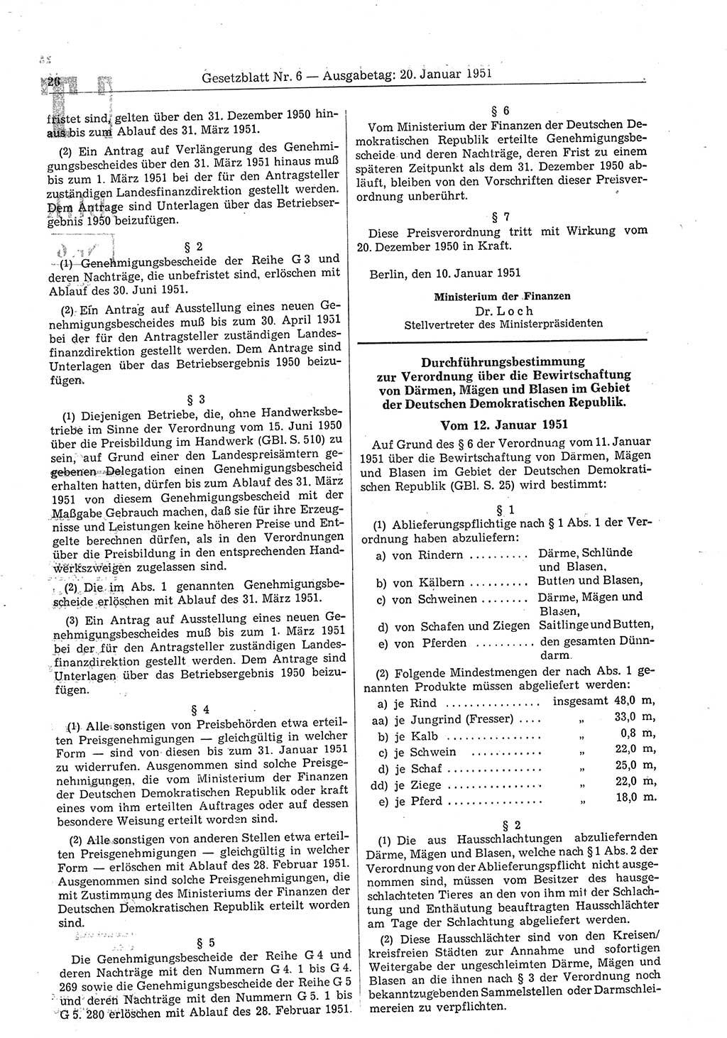 Gesetzblatt (GBl.) der Deutschen Demokratischen Republik (DDR) 1951, Seite 26 (GBl. DDR 1951, S. 26)