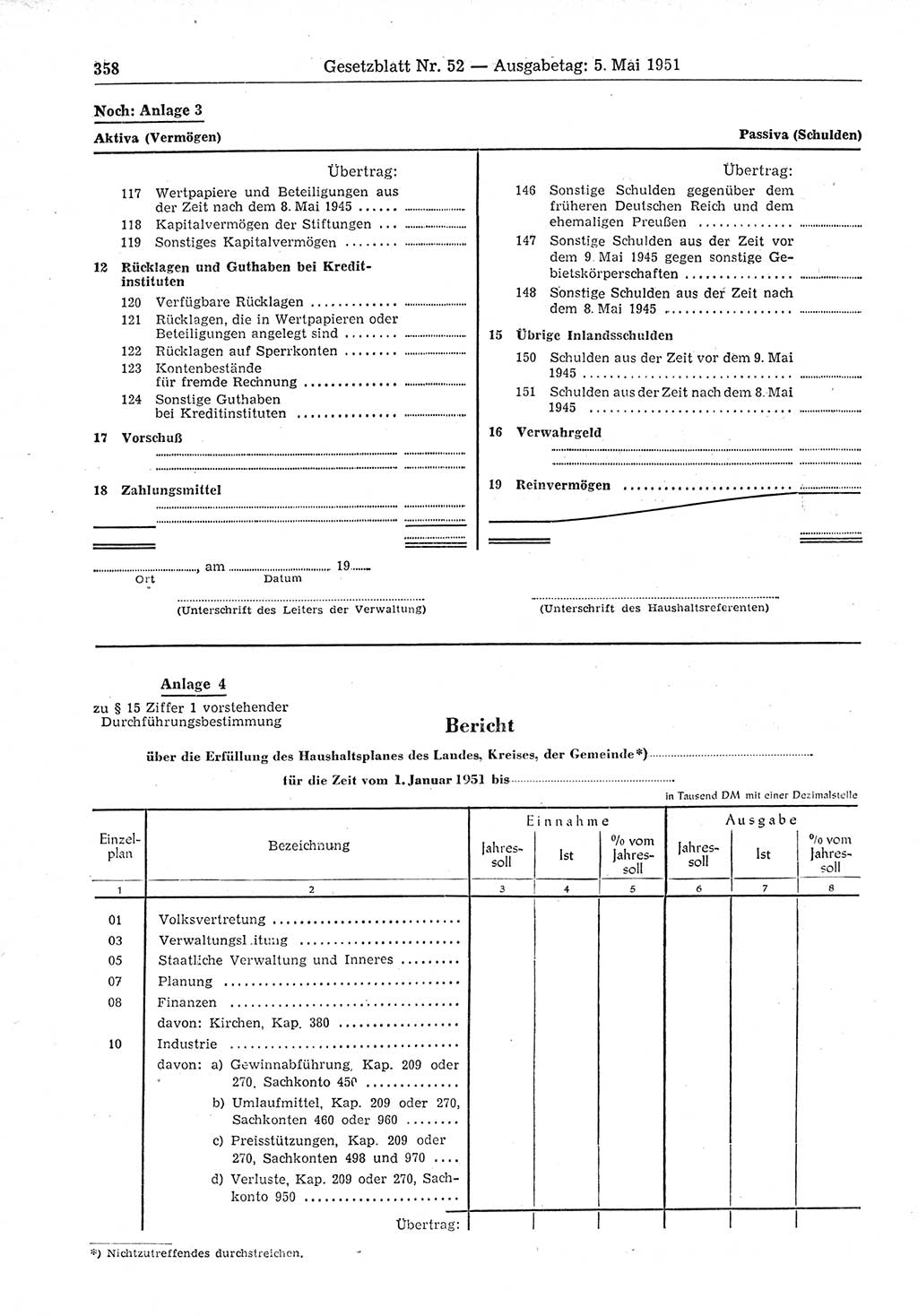 Gesetzblatt (GBl.) der Deutschen Demokratischen Republik (DDR) 1951, Seite 358 (GBl. DDR 1951, S. 358)