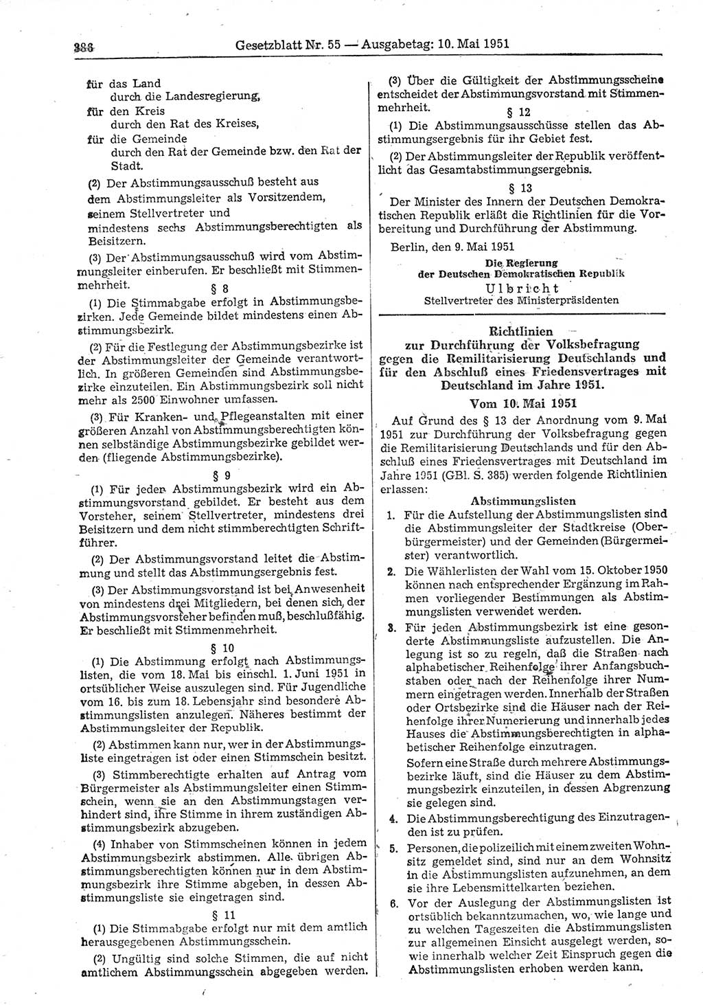 Gesetzblatt (GBl.) der Deutschen Demokratischen Republik (DDR) 1951, Seite 386 (GBl. DDR 1951, S. 386)