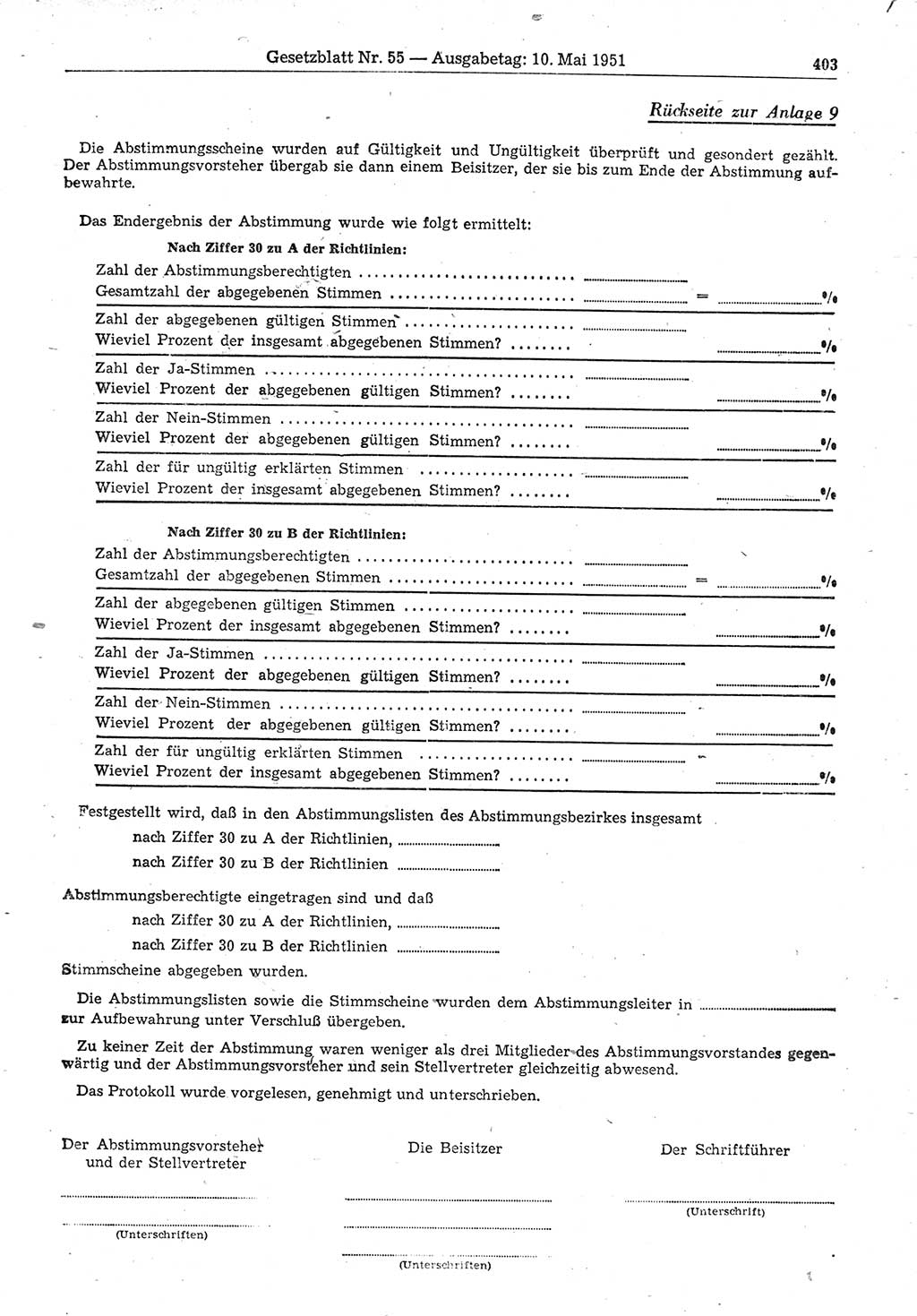 Gesetzblatt (GBl.) der Deutschen Demokratischen Republik (DDR) 1951, Seite 403 (GBl. DDR 1951, S. 403)