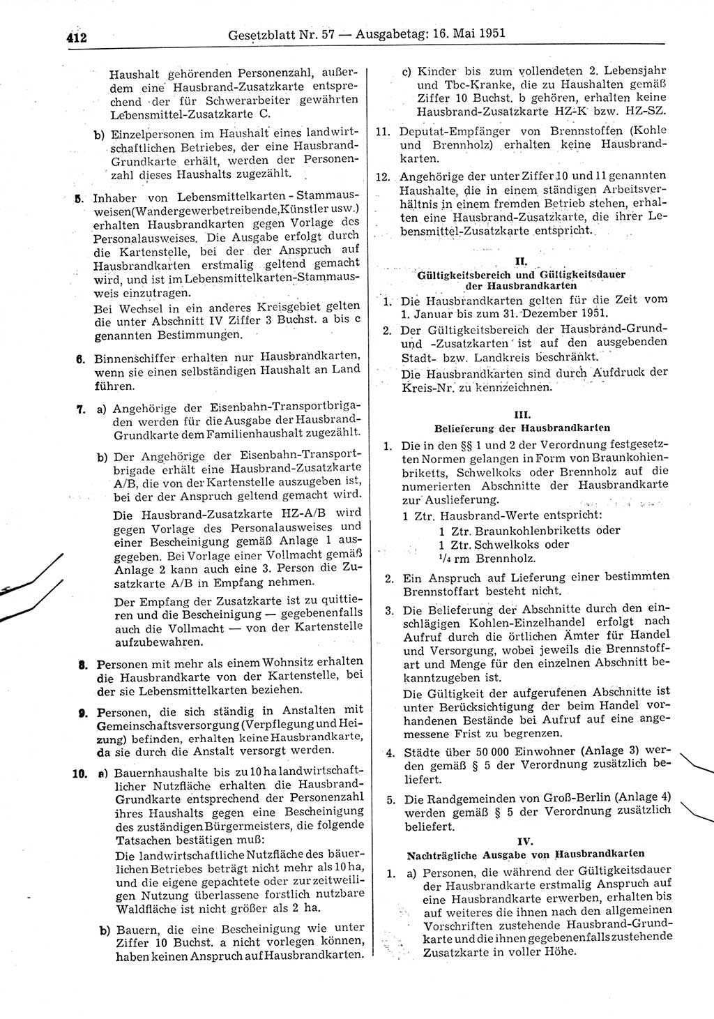 Gesetzblatt (GBl.) der Deutschen Demokratischen Republik (DDR) 1951, Seite 412 (GBl. DDR 1951, S. 412)