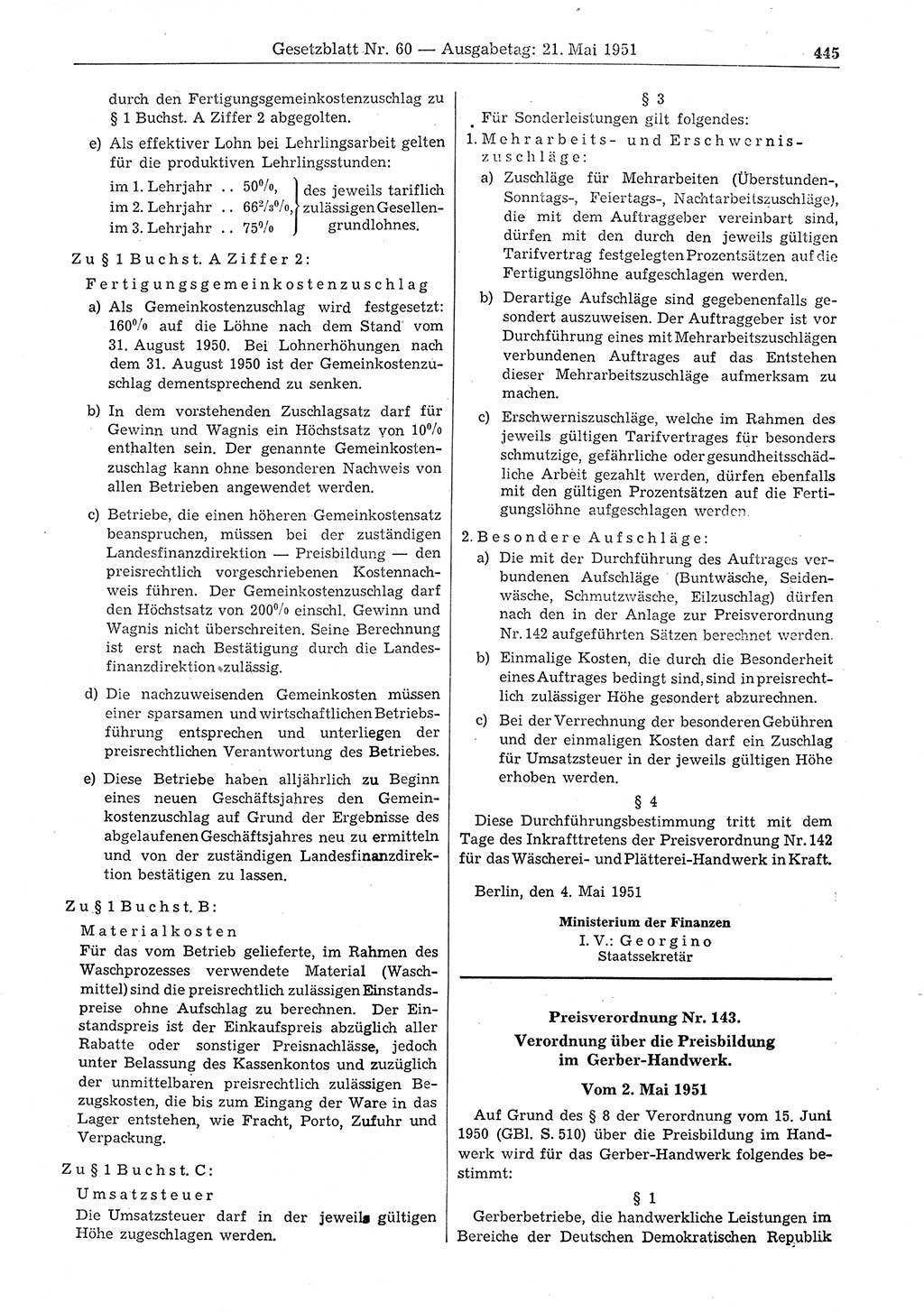 Gesetzblatt (GBl.) der Deutschen Demokratischen Republik (DDR) 1951, Seite 445 (GBl. DDR 1951, S. 445)