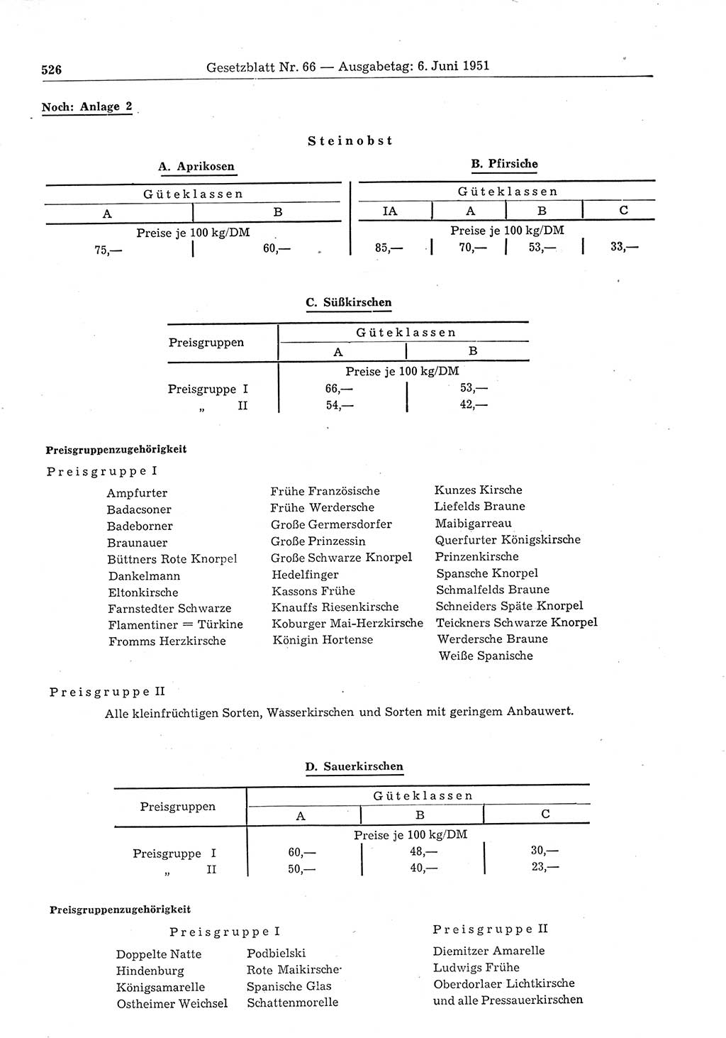 Gesetzblatt (GBl.) der Deutschen Demokratischen Republik (DDR) 1951, Seite 526 (GBl. DDR 1951, S. 526)