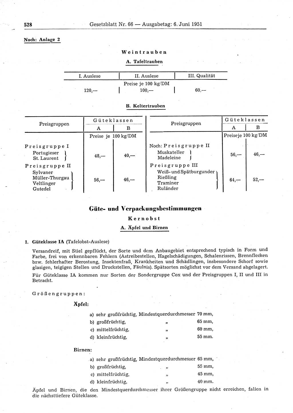 Gesetzblatt (GBl.) der Deutschen Demokratischen Republik (DDR) 1951, Seite 528 (GBl. DDR 1951, S. 528)