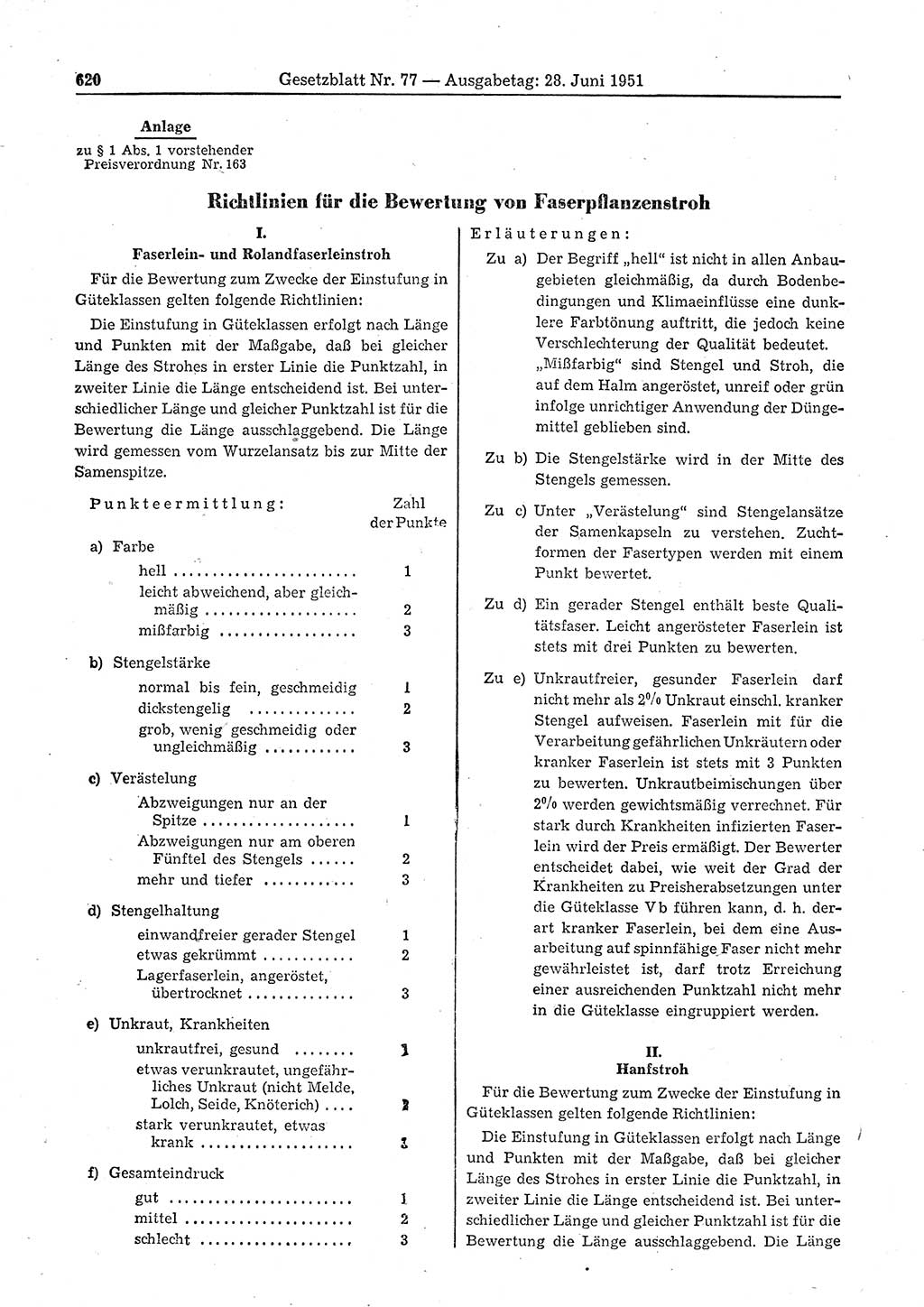 Gesetzblatt (GBl.) der Deutschen Demokratischen Republik (DDR) 1951, Seite 620 (GBl. DDR 1951, S. 620)