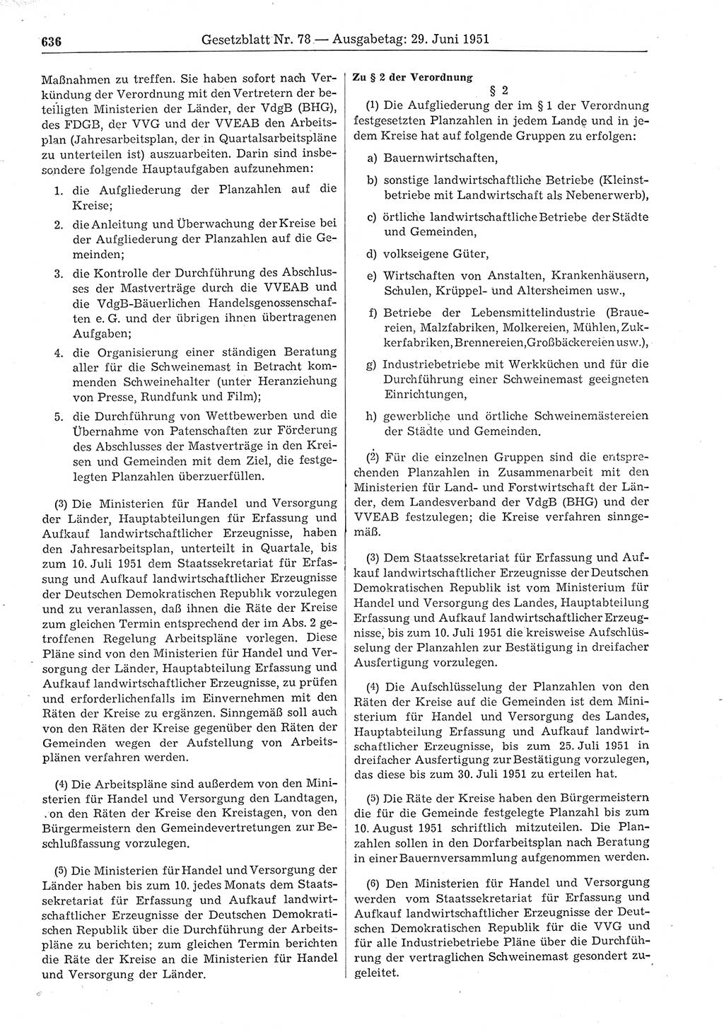 Gesetzblatt (GBl.) der Deutschen Demokratischen Republik (DDR) 1951, Seite 636 (GBl. DDR 1951, S. 636)