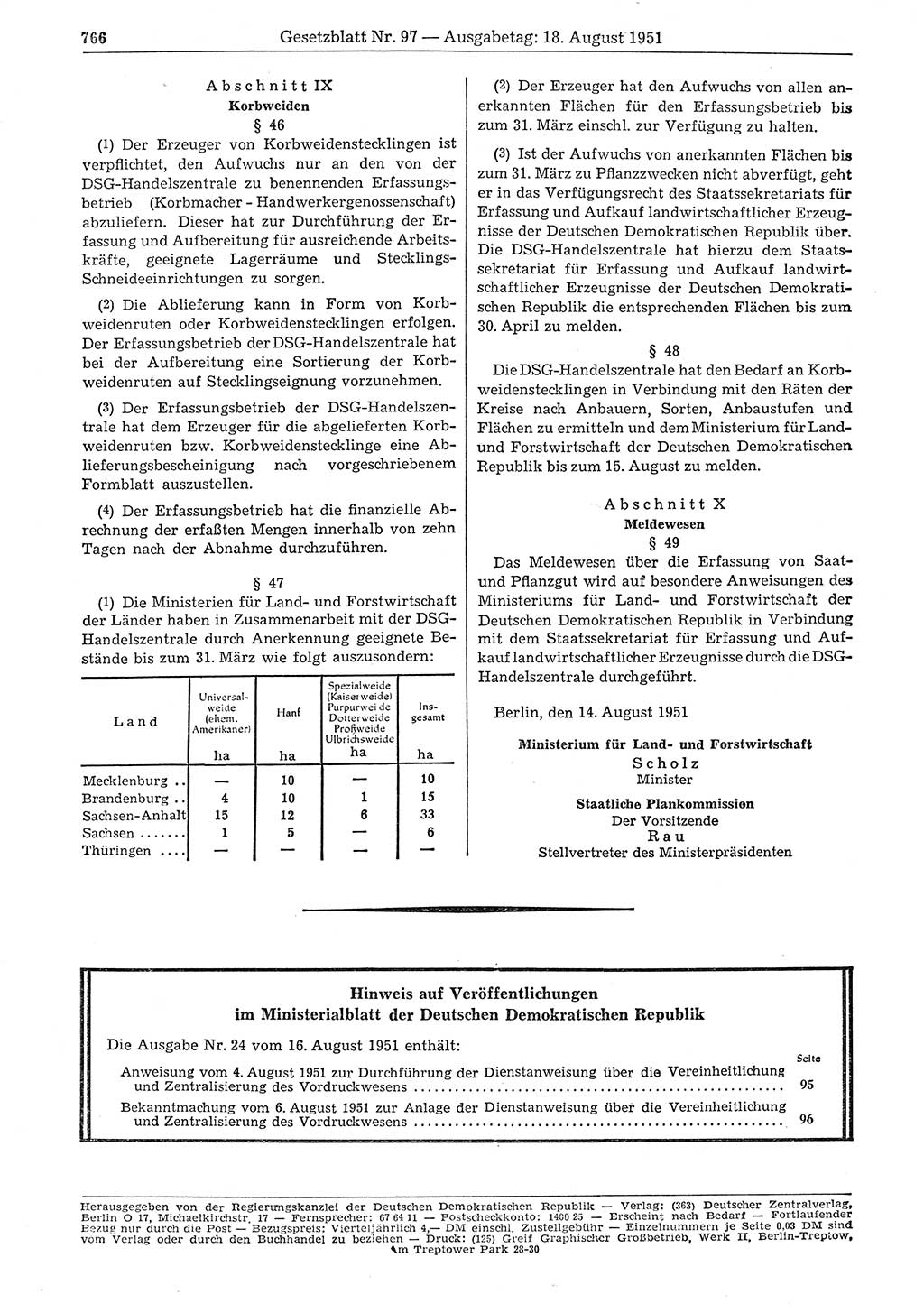 Gesetzblatt (GBl.) der Deutschen Demokratischen Republik (DDR) 1951, Seite 766 (GBl. DDR 1951, S. 766)