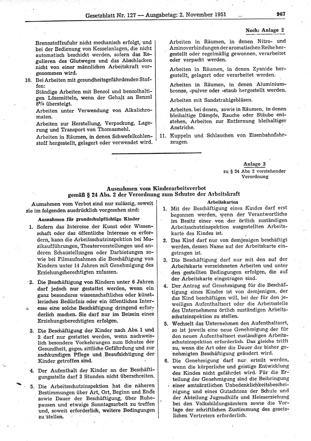Gesetzblatt (GBl.) der Deutschen Demokratischen Republik (DDR) 1951, Seite 967 (GBl. DDR 1951, S. 967)