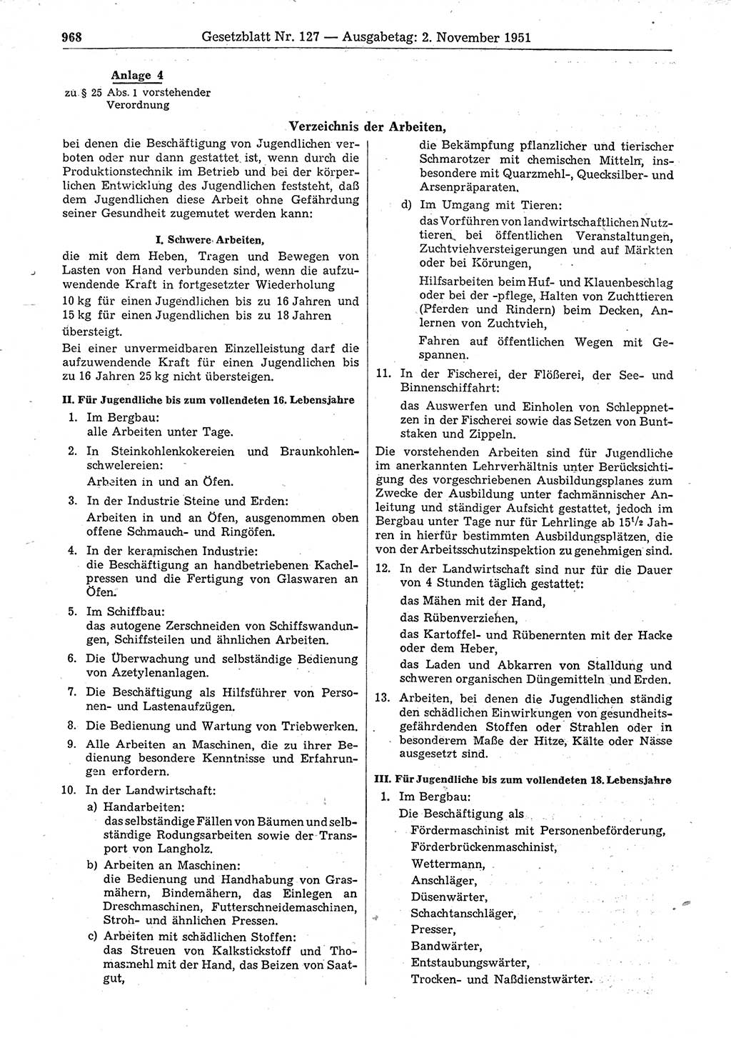 Gesetzblatt (GBl.) der Deutschen Demokratischen Republik (DDR) 1951, Seite 968 (GBl. DDR 1951, S. 968)