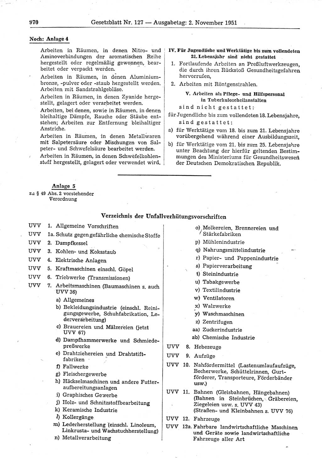 Gesetzblatt (GBl.) der Deutschen Demokratischen Republik (DDR) 1951, Seite 970 (GBl. DDR 1951, S. 970)