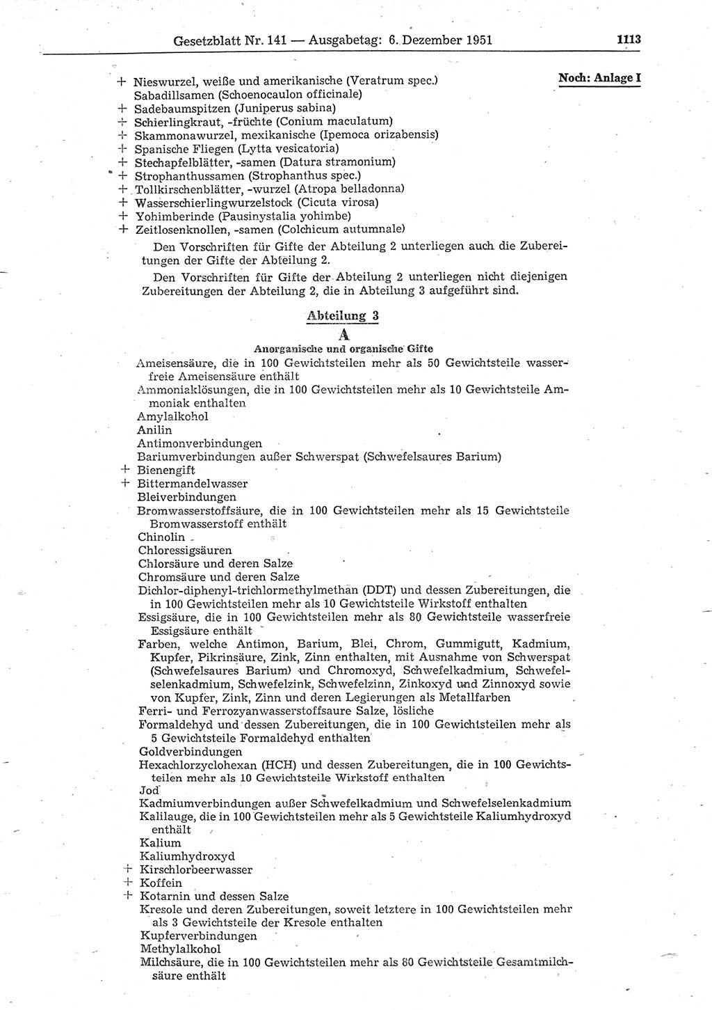 Gesetzblatt (GBl.) der Deutschen Demokratischen Republik (DDR) 1951, Seite 1113 (GBl. DDR 1951, S. 1113)