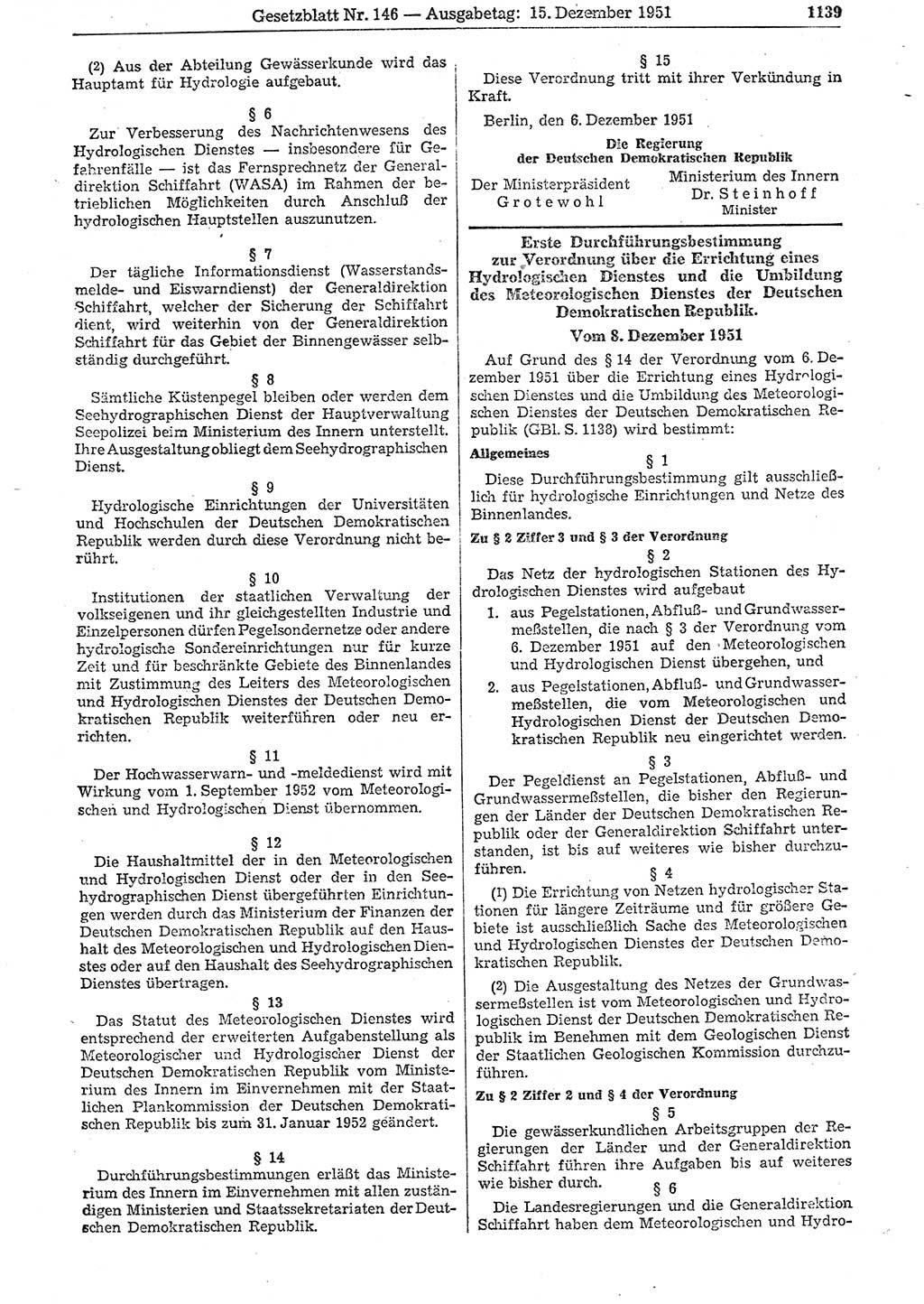 Gesetzblatt (GBl.) der Deutschen Demokratischen Republik (DDR) 1951, Seite 1139 (GBl. DDR 1951, S. 1139)