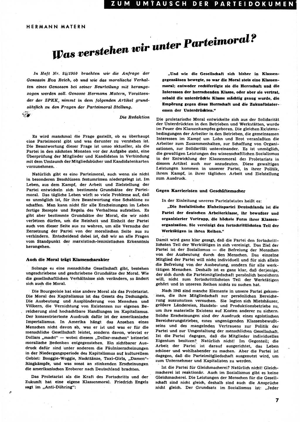 Neuer Weg (NW), Halbmonatsschrift für aktuelle Fragen der Arbeiterbewegung [Zentralkomitee (ZK) Sozialistische Einheitspartei Deutschlands (SED)], 6. Jahrgang [Deutsche Demokratische Republik (DDR)] 1951, Heft 1/7 (NW ZK SED DDR 1951, H. 1/7)