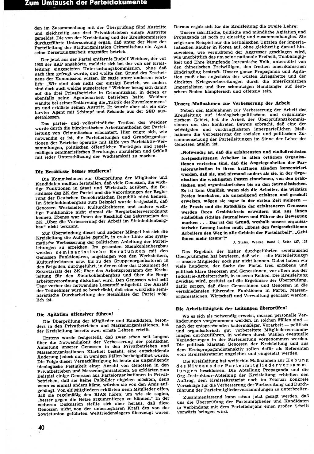 Neuer Weg (NW), Halbmonatsschrift für aktuelle Fragen der Arbeiterbewegung [Zentralkomitee (ZK) Sozialistische Einheitspartei Deutschlands (SED)], 6. Jahrgang [Deutsche Demokratische Republik (DDR)] 1951, Heft 5/40 (NW ZK SED DDR 1951, H. 5/40)