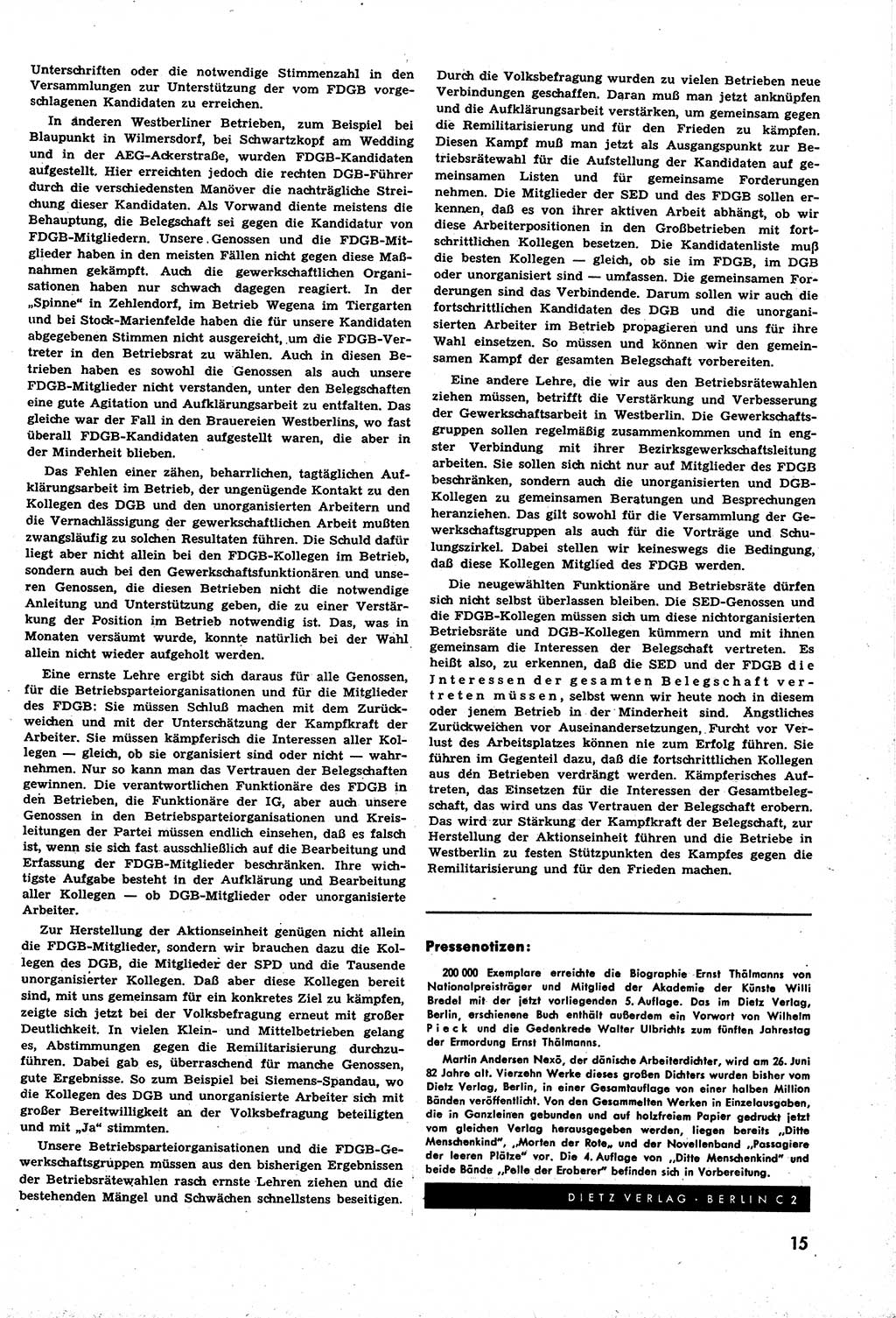 Neuer Weg (NW), Halbmonatsschrift für aktuelle Fragen der Arbeiterbewegung [Zentralkomitee (ZK) Sozialistische Einheitspartei Deutschlands (SED)], 6. Jahrgang [Deutsche Demokratische Republik (DDR)] 1951, Heft 11/15 (NW ZK SED DDR 1951, H. 11/15)