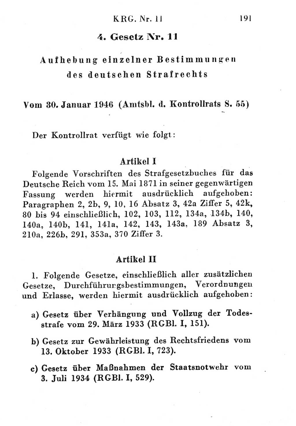 Strafgesetzbuch (StGB) und andere Strafgesetze [Deutsche Demokratische Republik (DDR)] 1951, Seite 191 (StGB Strafges. DDR 1951, S. 191)