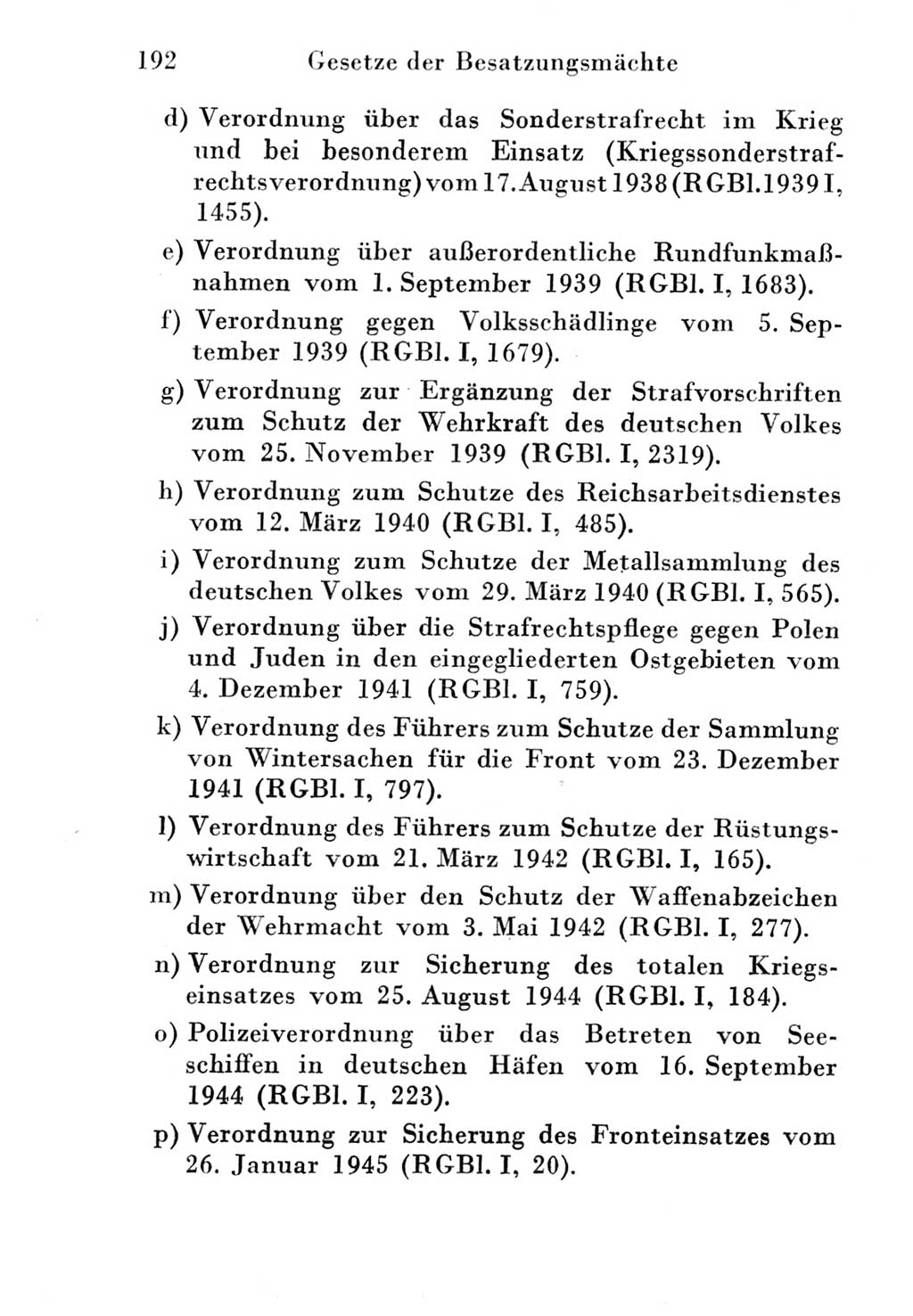 Strafgesetzbuch (StGB) und andere Strafgesetze [Deutsche Demokratische Republik (DDR)] 1951, Seite 192 (StGB Strafges. DDR 1951, S. 192)