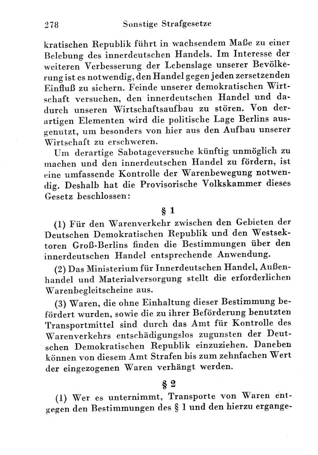 Strafgesetzbuch (StGB) und andere Strafgesetze [Deutsche Demokratische Republik (DDR)] 1951, Seite 278 (StGB Strafges. DDR 1951, S. 278)