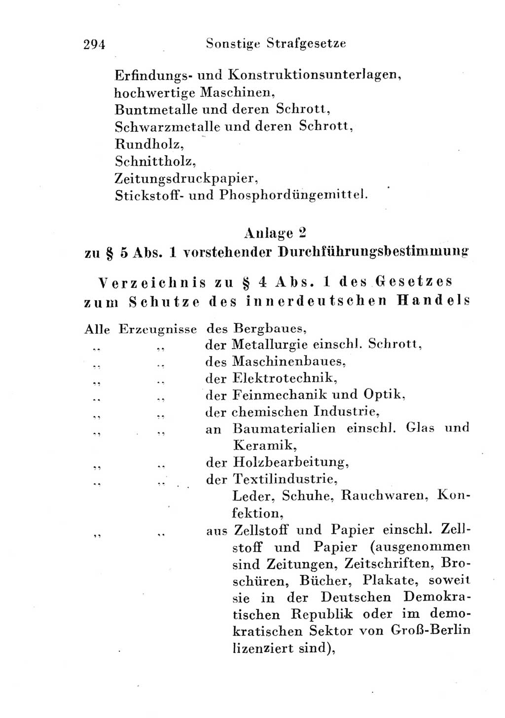 Strafgesetzbuch (StGB) und andere Strafgesetze [Deutsche Demokratische Republik (DDR)] 1951, Seite 294 (StGB Strafges. DDR 1951, S. 294)
