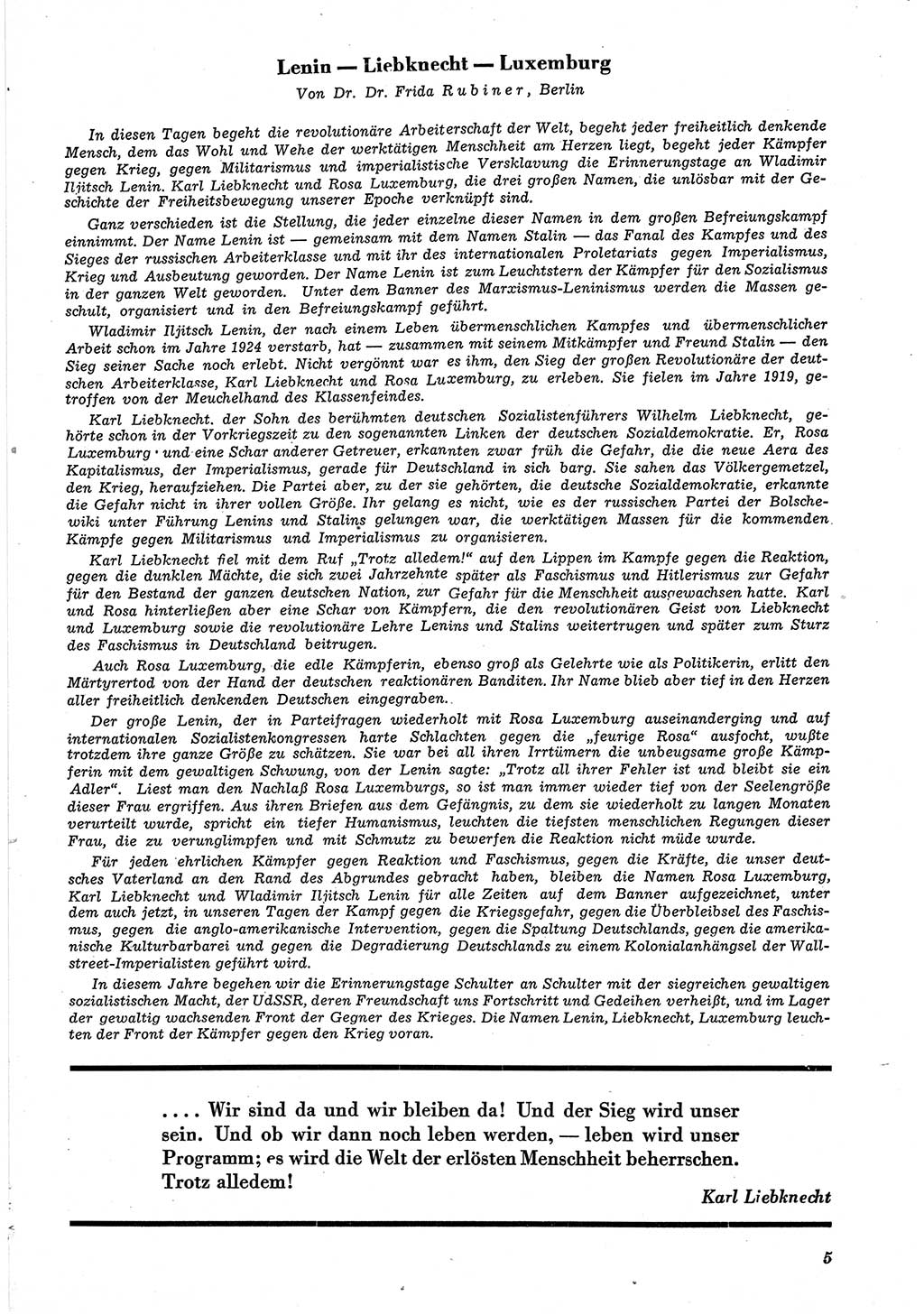 Neue Justiz (NJ), Zeitschrift für Recht und Rechtswissenschaft [Deutsche Demokratische Republik (DDR)], 5. Jahrgang 1951, Seite 5 (NJ DDR 1951, S. 5)