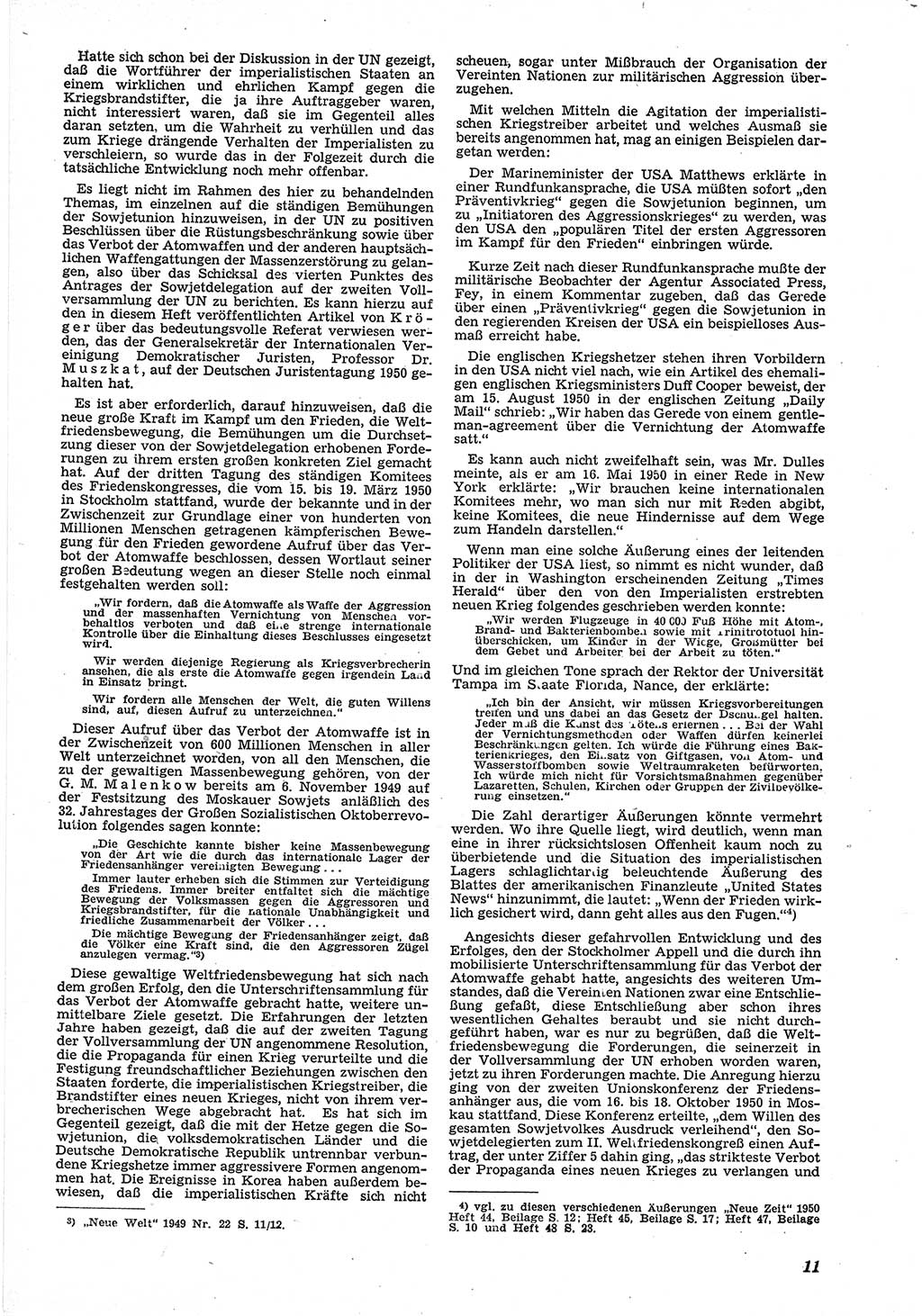Neue Justiz (NJ), Zeitschrift für Recht und Rechtswissenschaft [Deutsche Demokratische Republik (DDR)], 5. Jahrgang 1951, Seite 11 (NJ DDR 1951, S. 11)