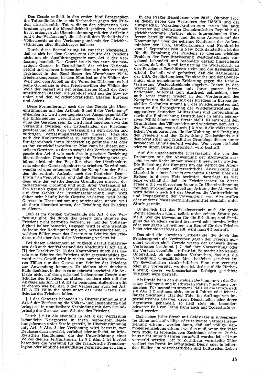 Neue Justiz (NJ), Zeitschrift für Recht und Rechtswissenschaft [Deutsche Demokratische Republik (DDR)], 5. Jahrgang 1951, Seite 15 (NJ DDR 1951, S. 15)