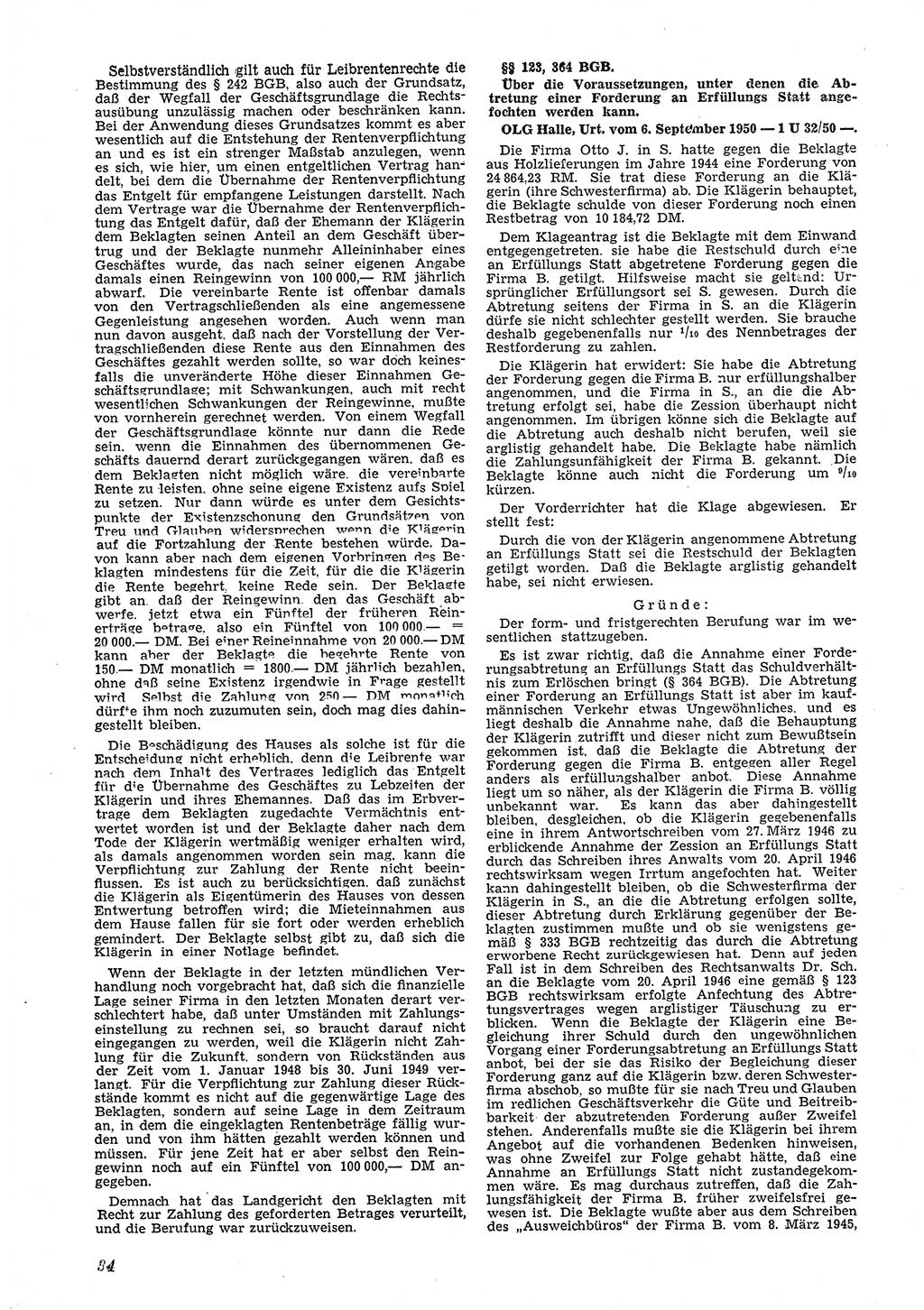 Neue Justiz (NJ), Zeitschrift für Recht und Rechtswissenschaft [Deutsche Demokratische Republik (DDR)], 5. Jahrgang 1951, Seite 34 (NJ DDR 1951, S. 34)
