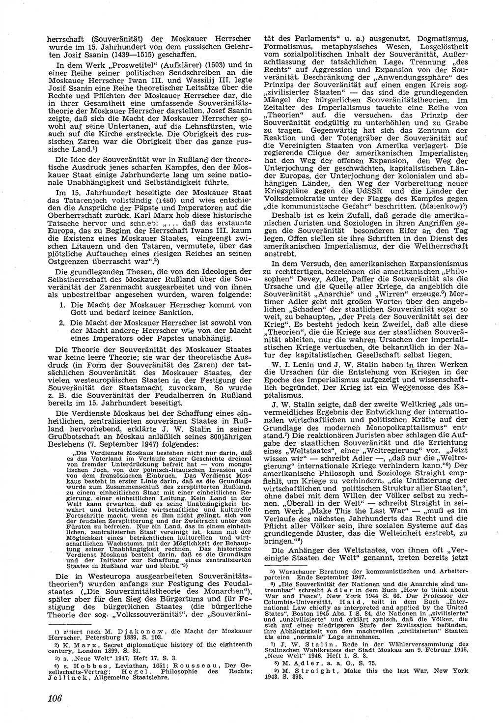 Neue Justiz (NJ), Zeitschrift für Recht und Rechtswissenschaft [Deutsche Demokratische Republik (DDR)], 5. Jahrgang 1951, Seite 106 (NJ DDR 1951, S. 106)