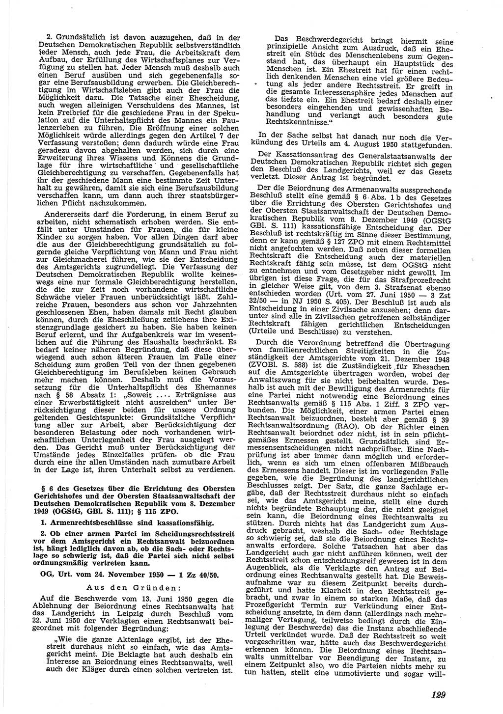 Neue Justiz (NJ), Zeitschrift für Recht und Rechtswissenschaft [Deutsche Demokratische Republik (DDR)], 5. Jahrgang 1951, Seite 129 (NJ DDR 1951, S. 129)