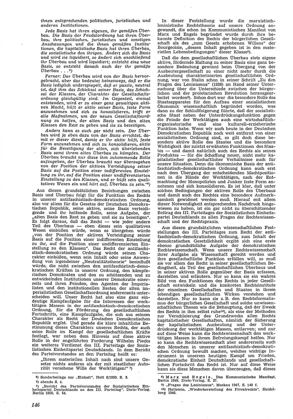 Neue Justiz (NJ), Zeitschrift für Recht und Rechtswissenschaft [Deutsche Demokratische Republik (DDR)], 5. Jahrgang 1951, Seite 146 (NJ DDR 1951, S. 146)