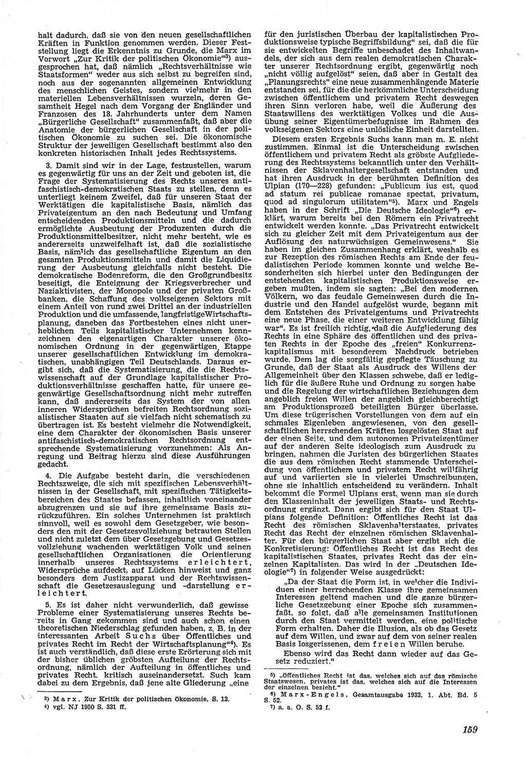 Neue Justiz (NJ), Zeitschrift für Recht und Rechtswissenschaft [Deutsche Demokratische Republik (DDR)], 5. Jahrgang 1951, Seite 159 (NJ DDR 1951, S. 159)