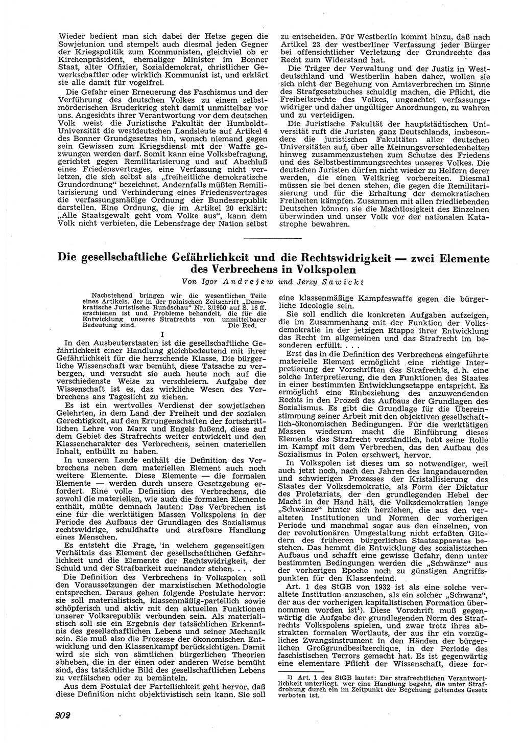 Neue Justiz (NJ), Zeitschrift für Recht und Rechtswissenschaft [Deutsche Demokratische Republik (DDR)], 5. Jahrgang 1951, Seite 202 (NJ DDR 1951, S. 202)