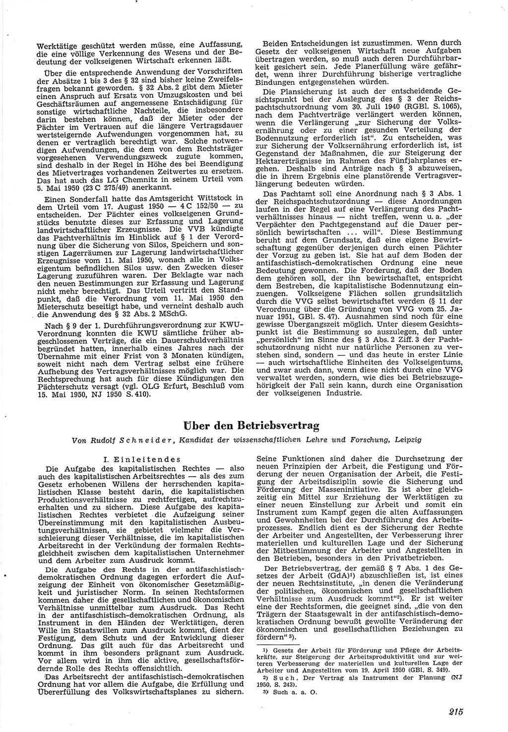 Neue Justiz (NJ), Zeitschrift für Recht und Rechtswissenschaft [Deutsche Demokratische Republik (DDR)], 5. Jahrgang 1951, Seite 215 (NJ DDR 1951, S. 215)