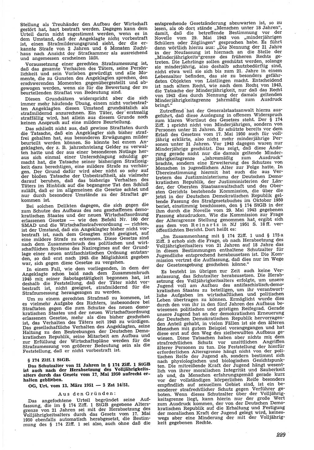 Neue Justiz (NJ), Zeitschrift für Recht und Rechtswissenschaft [Deutsche Demokratische Republik (DDR)], 5. Jahrgang 1951, Seite 229 (NJ DDR 1951, S. 229)