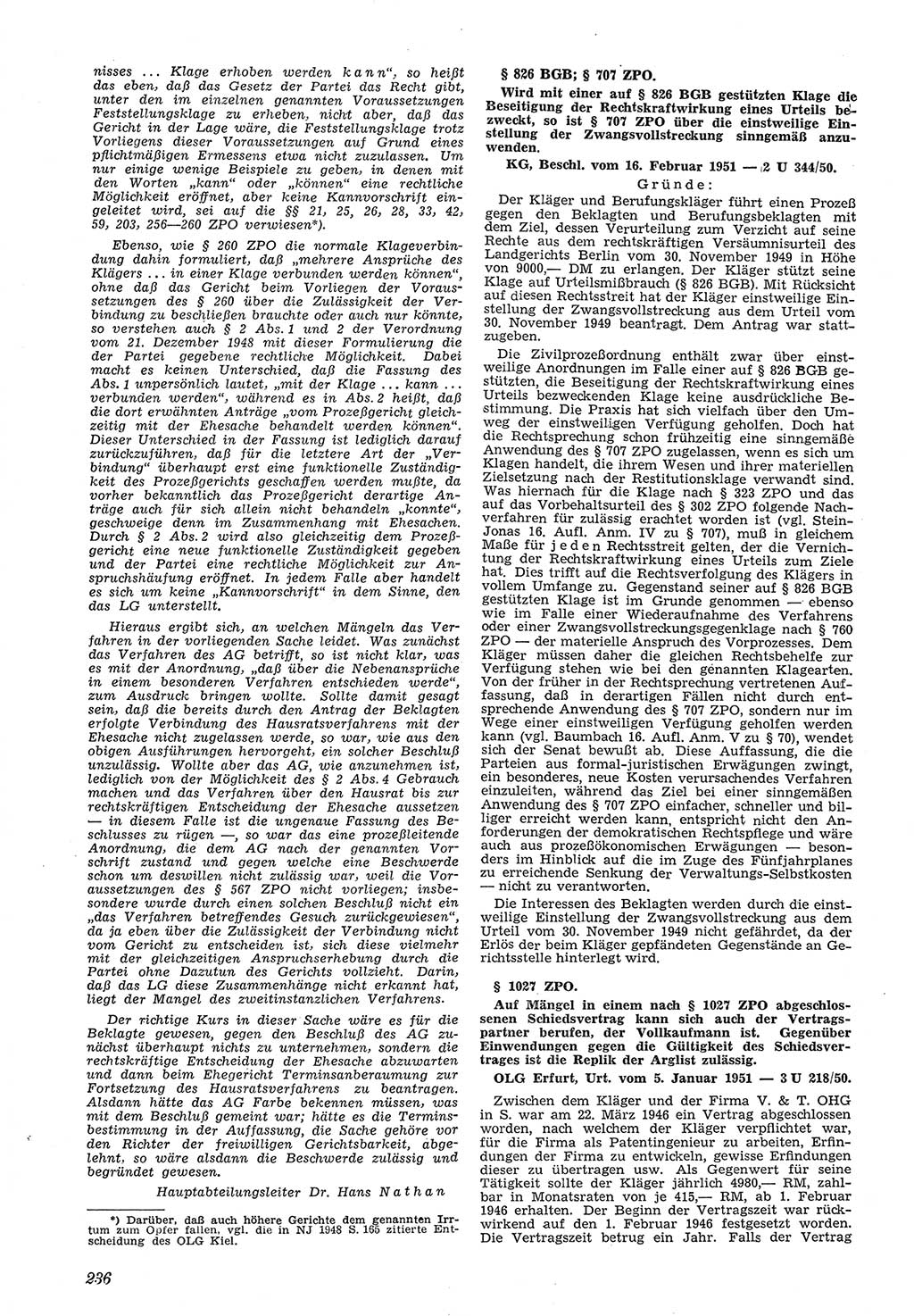 Neue Justiz (NJ), Zeitschrift für Recht und Rechtswissenschaft [Deutsche Demokratische Republik (DDR)], 5. Jahrgang 1951, Seite 236 (NJ DDR 1951, S. 236)