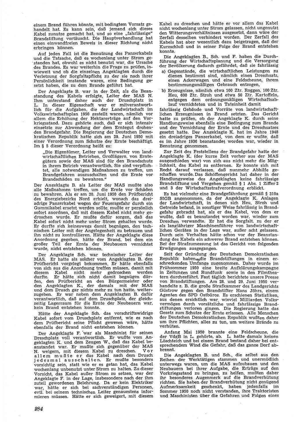 Neue Justiz (NJ), Zeitschrift für Recht und Rechtswissenschaft [Deutsche Demokratische Republik (DDR)], 5. Jahrgang 1951, Seite 284 (NJ DDR 1951, S. 284)