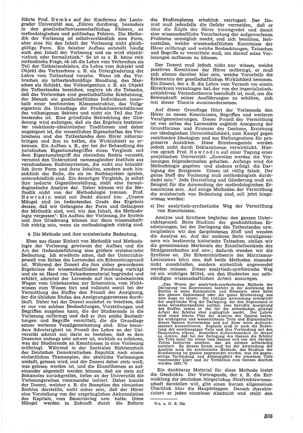 Neue Justiz (NJ), Zeitschrift für Recht und Rechtswissenschaft [Deutsche Demokratische Republik (DDR)], 5. Jahrgang 1951, Seite 305 (NJ DDR 1951, S. 305)