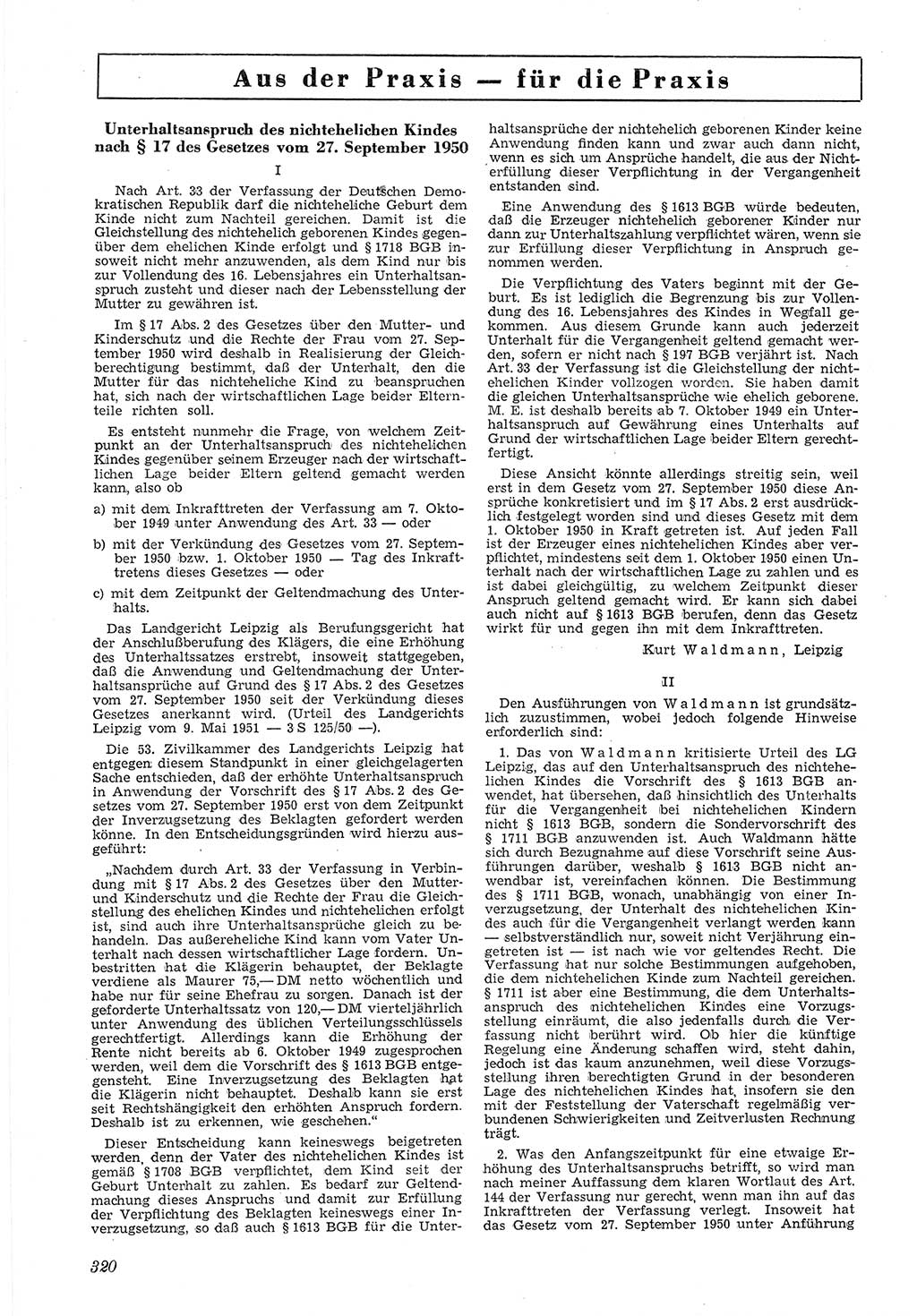 Neue Justiz (NJ), Zeitschrift für Recht und Rechtswissenschaft [Deutsche Demokratische Republik (DDR)], 5. Jahrgang 1951, Seite 320 (NJ DDR 1951, S. 320)