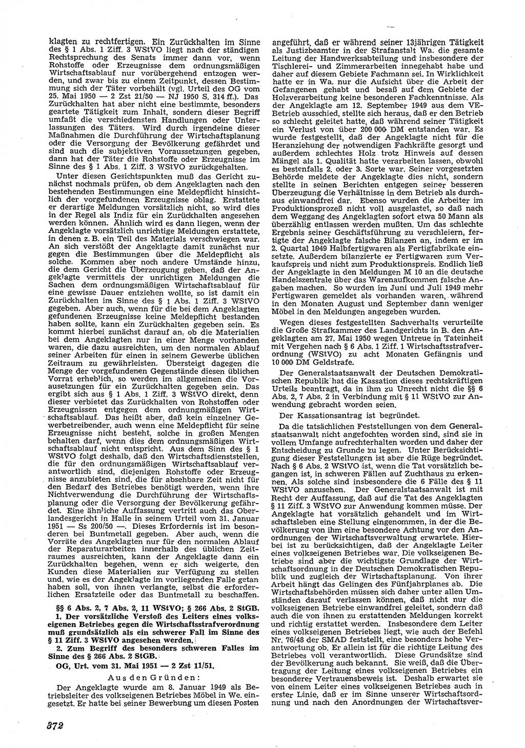 Neue Justiz (NJ), Zeitschrift für Recht und Rechtswissenschaft [Deutsche Demokratische Republik (DDR)], 5. Jahrgang 1951, Seite 372 (NJ DDR 1951, S. 372)