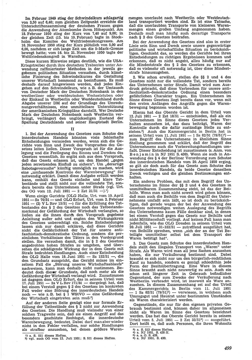 Neue Justiz (NJ), Zeitschrift für Recht und Rechtswissenschaft [Deutsche Demokratische Republik (DDR)], 5. Jahrgang 1951, Seite 499 (NJ DDR 1951, S. 499)