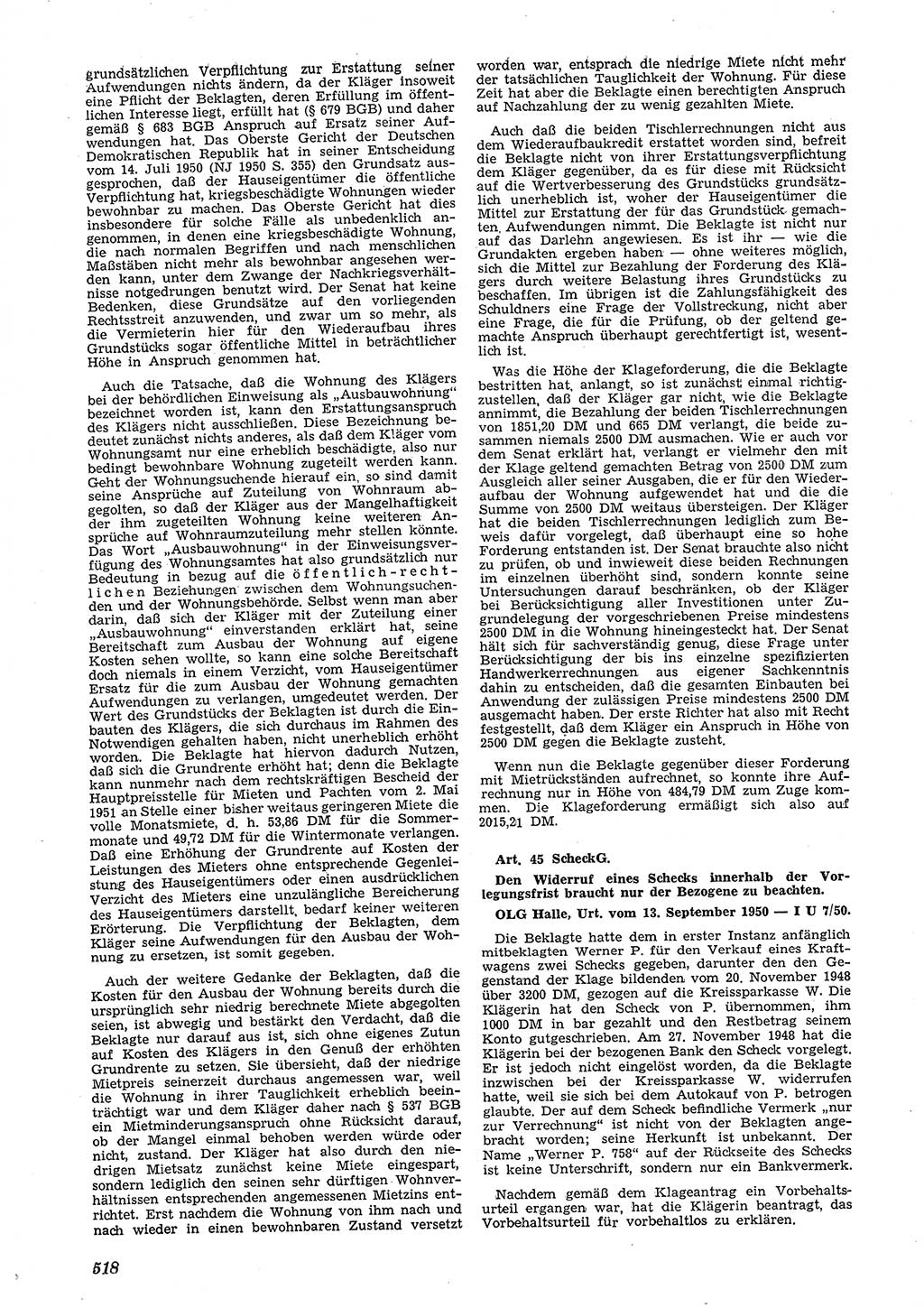 Neue Justiz (NJ), Zeitschrift für Recht und Rechtswissenschaft [Deutsche Demokratische Republik (DDR)], 5. Jahrgang 1951, Seite 518 (NJ DDR 1951, S. 518)