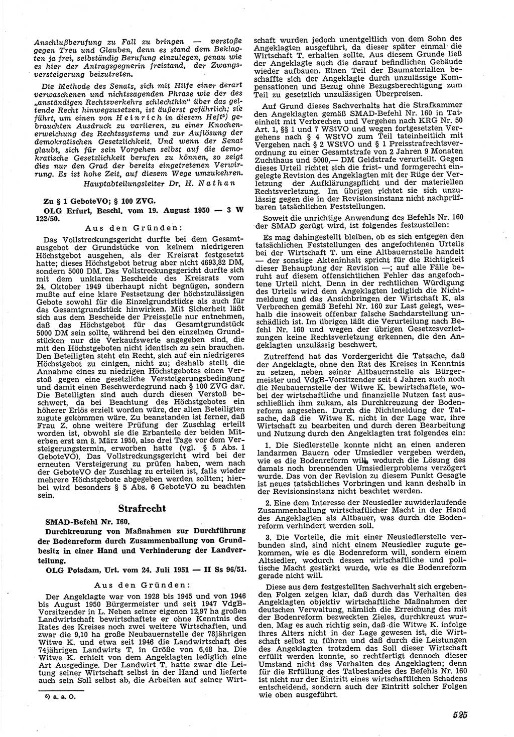 Neue Justiz (NJ), Zeitschrift für Recht und Rechtswissenschaft [Deutsche Demokratische Republik (DDR)], 5. Jahrgang 1951, Seite 525 (NJ DDR 1951, S. 525)