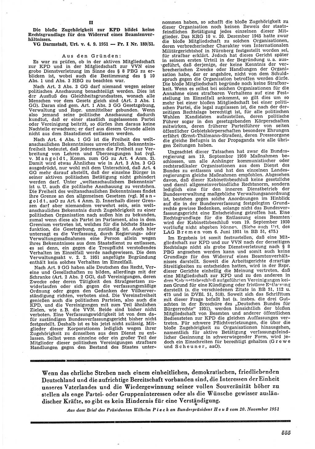 Neue Justiz (NJ), Zeitschrift für Recht und Rechtswissenschaft [Deutsche Demokratische Republik (DDR)], 5. Jahrgang 1951, Seite 555 (NJ DDR 1951, S. 555)