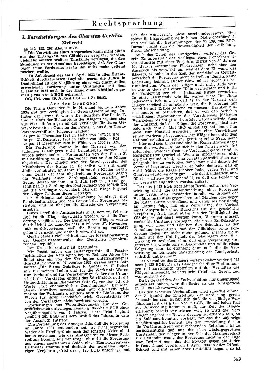 Neue Justiz (NJ), Zeitschrift für Recht und Rechtswissenschaft [Deutsche Demokratische Republik (DDR)], 5. Jahrgang 1951, Seite 559 (NJ DDR 1951, S. 559)