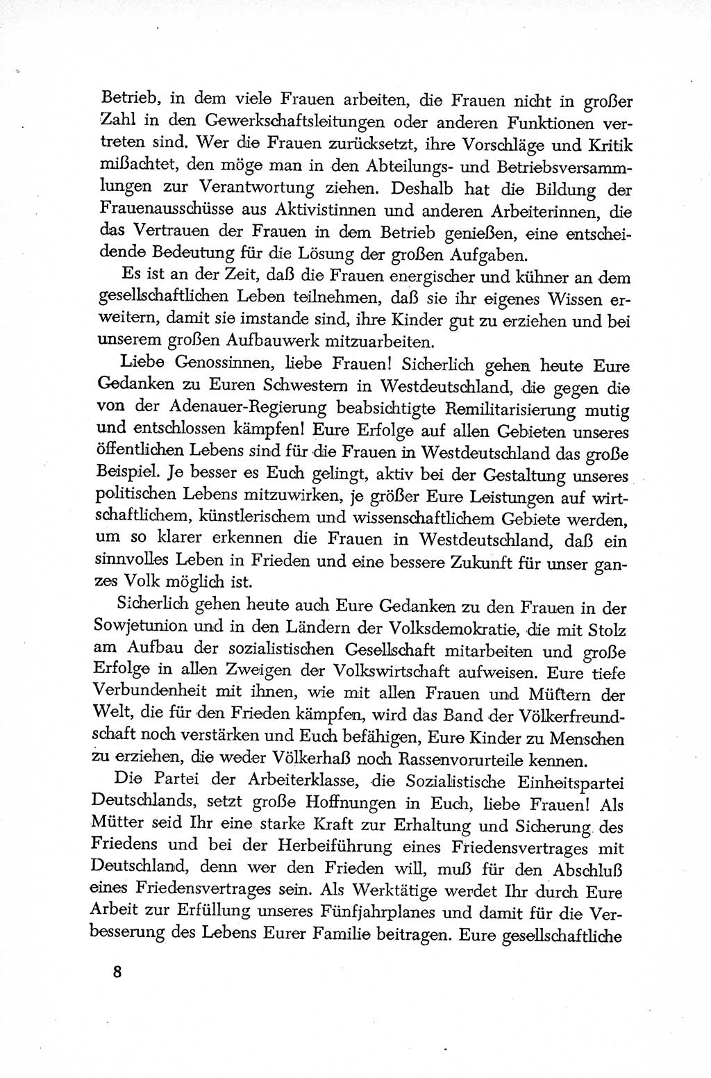 Dokumente der Sozialistischen Einheitspartei Deutschlands (SED) [Deutsche Demokratische Republik (DDR)] 1952-1953, Seite 8 (Dok. SED DDR 1952-1953, S. 8)