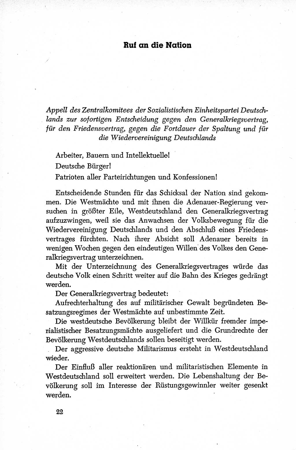 Dokumente der Sozialistischen Einheitspartei Deutschlands (SED) [Deutsche Demokratische Republik (DDR)] 1952-1953, Seite 22 (Dok. SED DDR 1952-1953, S. 22)