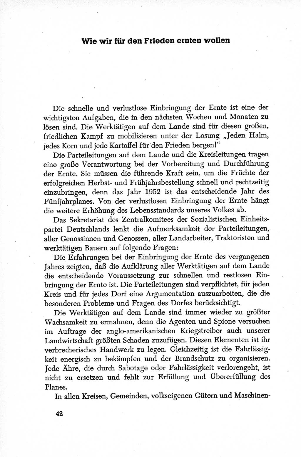 Dokumente der Sozialistischen Einheitspartei Deutschlands (SED) [Deutsche Demokratische Republik (DDR)] 1952-1953, Seite 42 (Dok. SED DDR 1952-1953, S. 42)