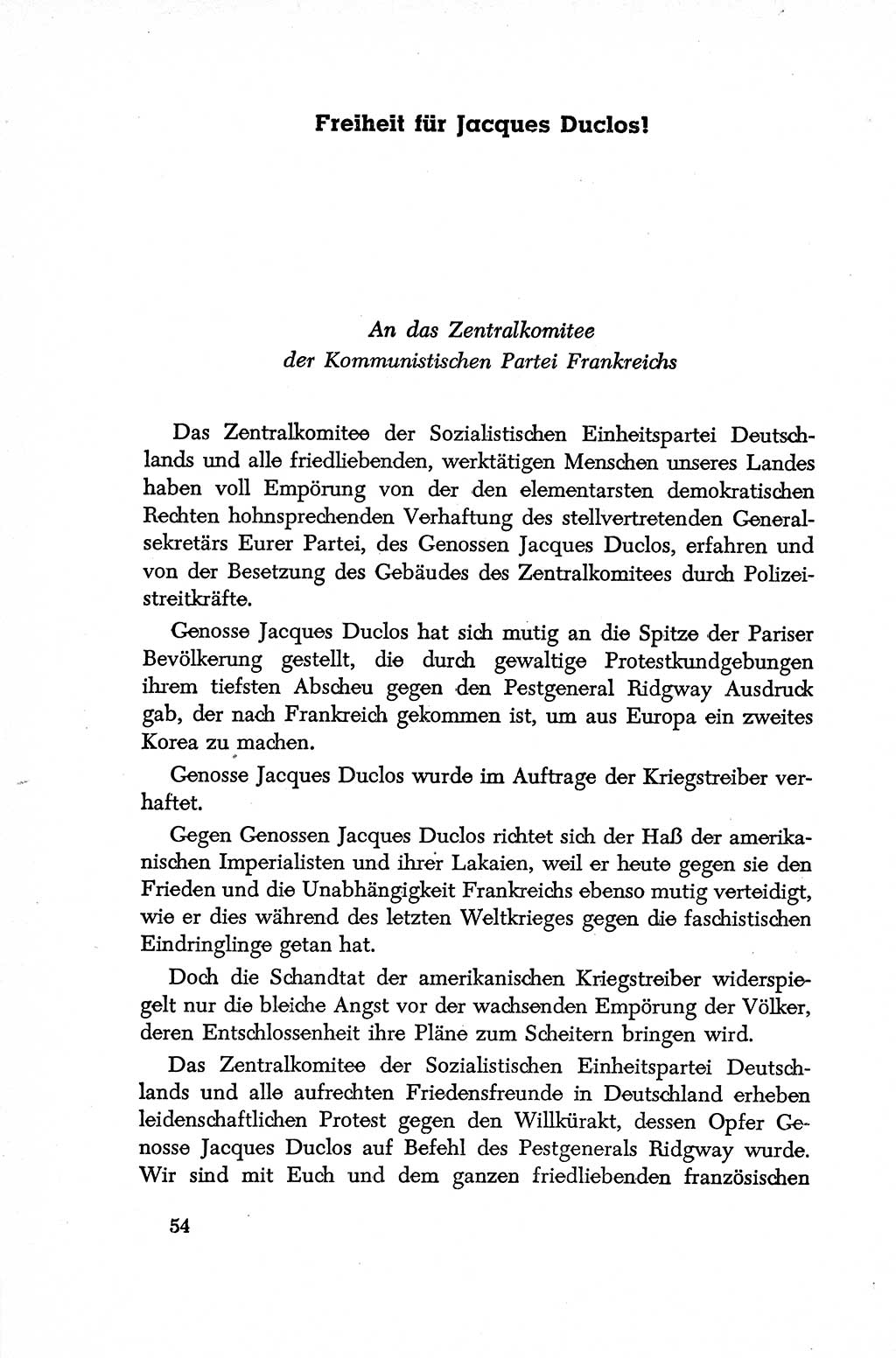 Dokumente der Sozialistischen Einheitspartei Deutschlands (SED) [Deutsche Demokratische Republik (DDR)] 1952-1953, Seite 54 (Dok. SED DDR 1952-1953, S. 54)