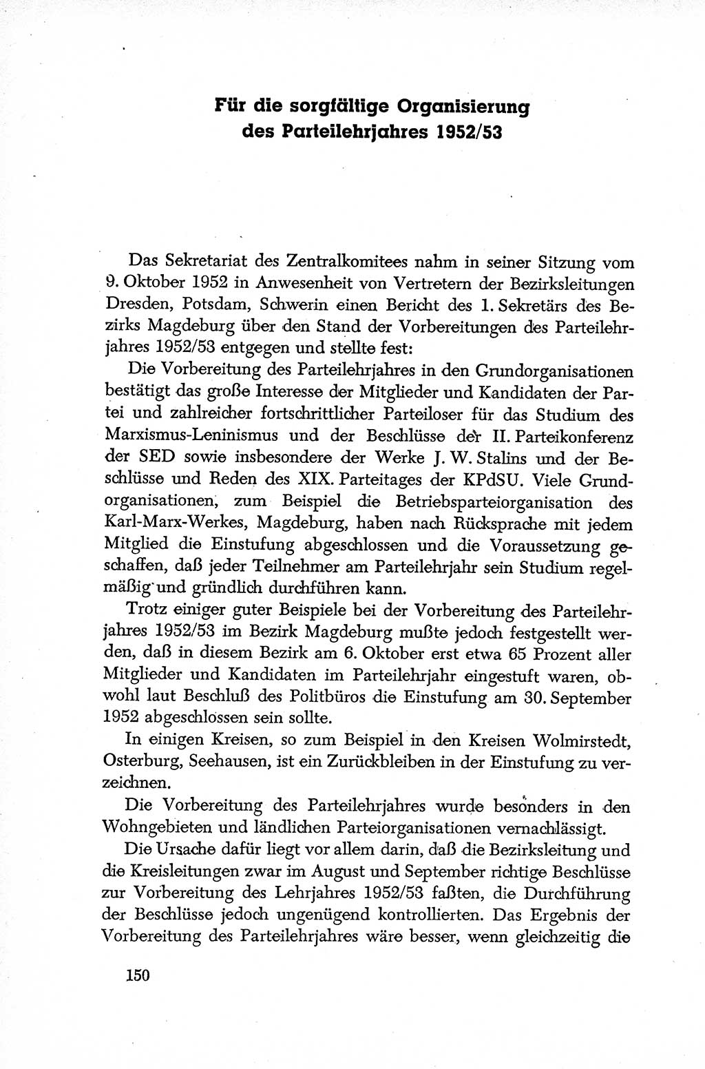 Dokumente der Sozialistischen Einheitspartei Deutschlands (SED) [Deutsche Demokratische Republik (DDR)] 1952-1953, Seite 150 (Dok. SED DDR 1952-1953, S. 150)
