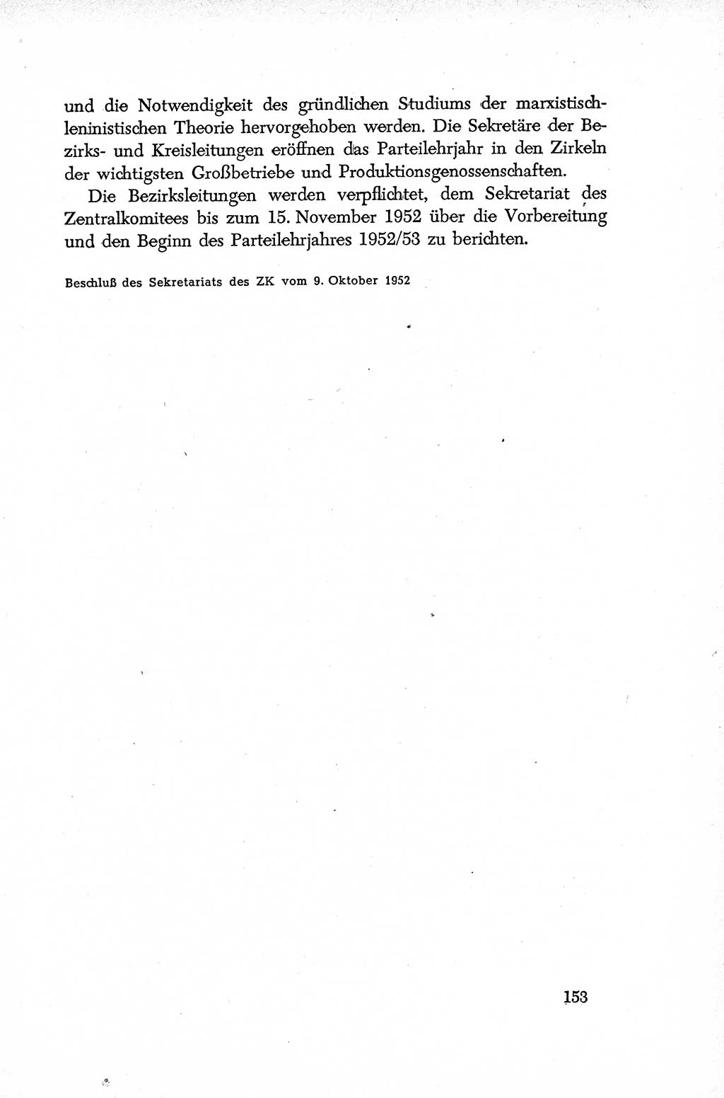 Dokumente der Sozialistischen Einheitspartei Deutschlands (SED) [Deutsche Demokratische Republik (DDR)] 1952-1953, Seite 153 (Dok. SED DDR 1952-1953, S. 153)